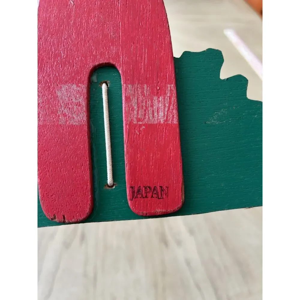 Vintage 50s Santa’s Mailbox card holder Christmas decor Folding Wood 1950s Japan